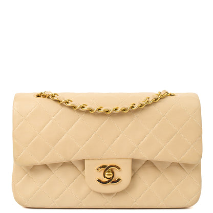 Chanel Shoulder Bag Classic Double Flap - Small in Neutral, Lambskin Leather — Front View