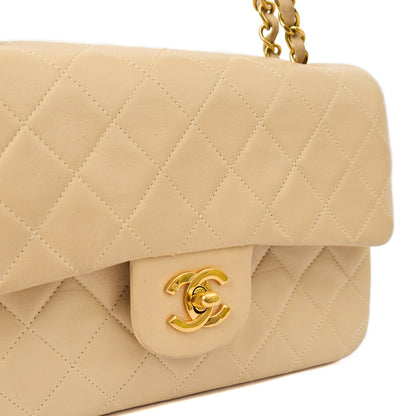 Chanel Shoulder Bag Classic Double Flap - Small in Neutral, Lambskin Leather — Lifestyle View