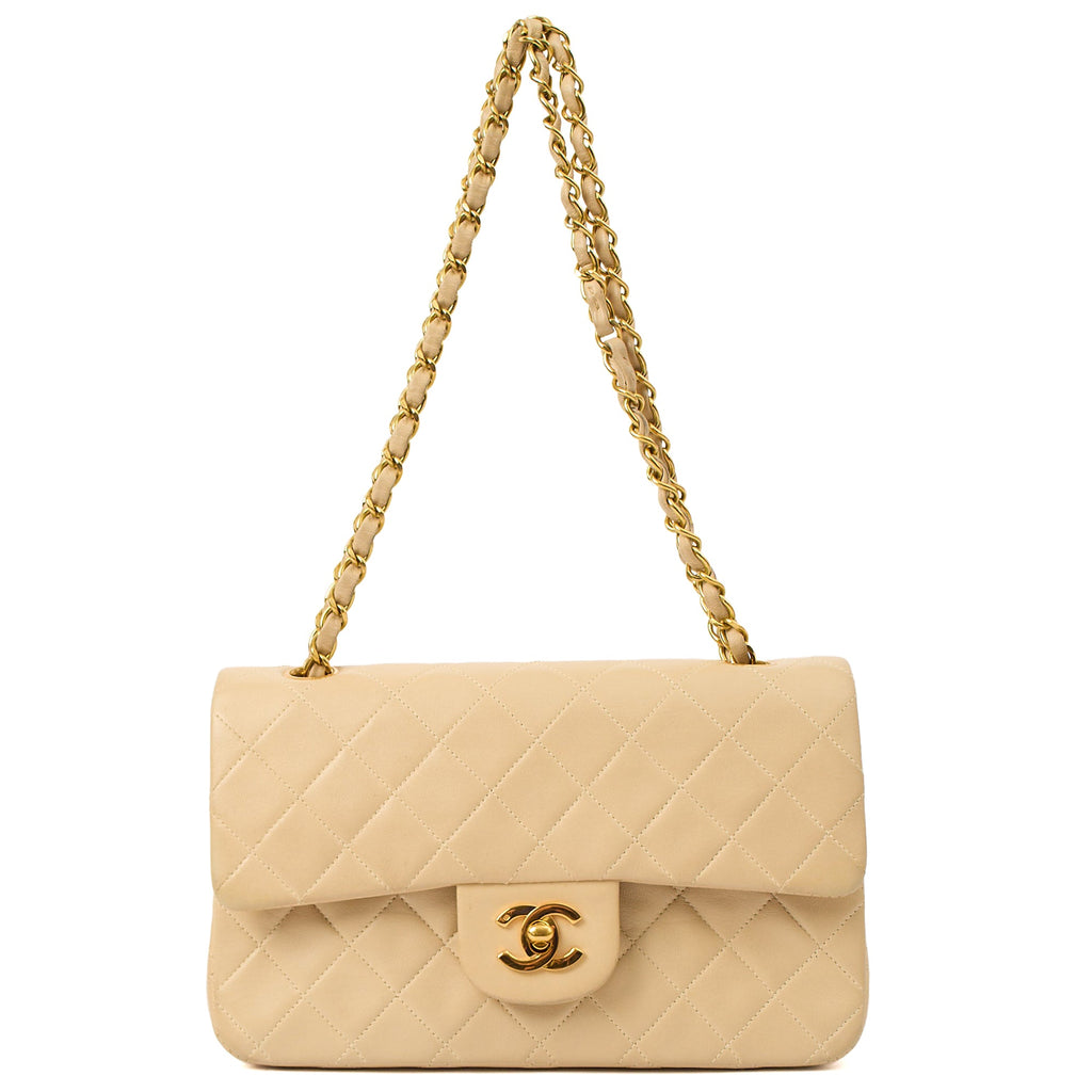 Chanel Shoulder Bag Classic Double Flap - Small in Neutral, Lambskin Leather — Alternate View 7