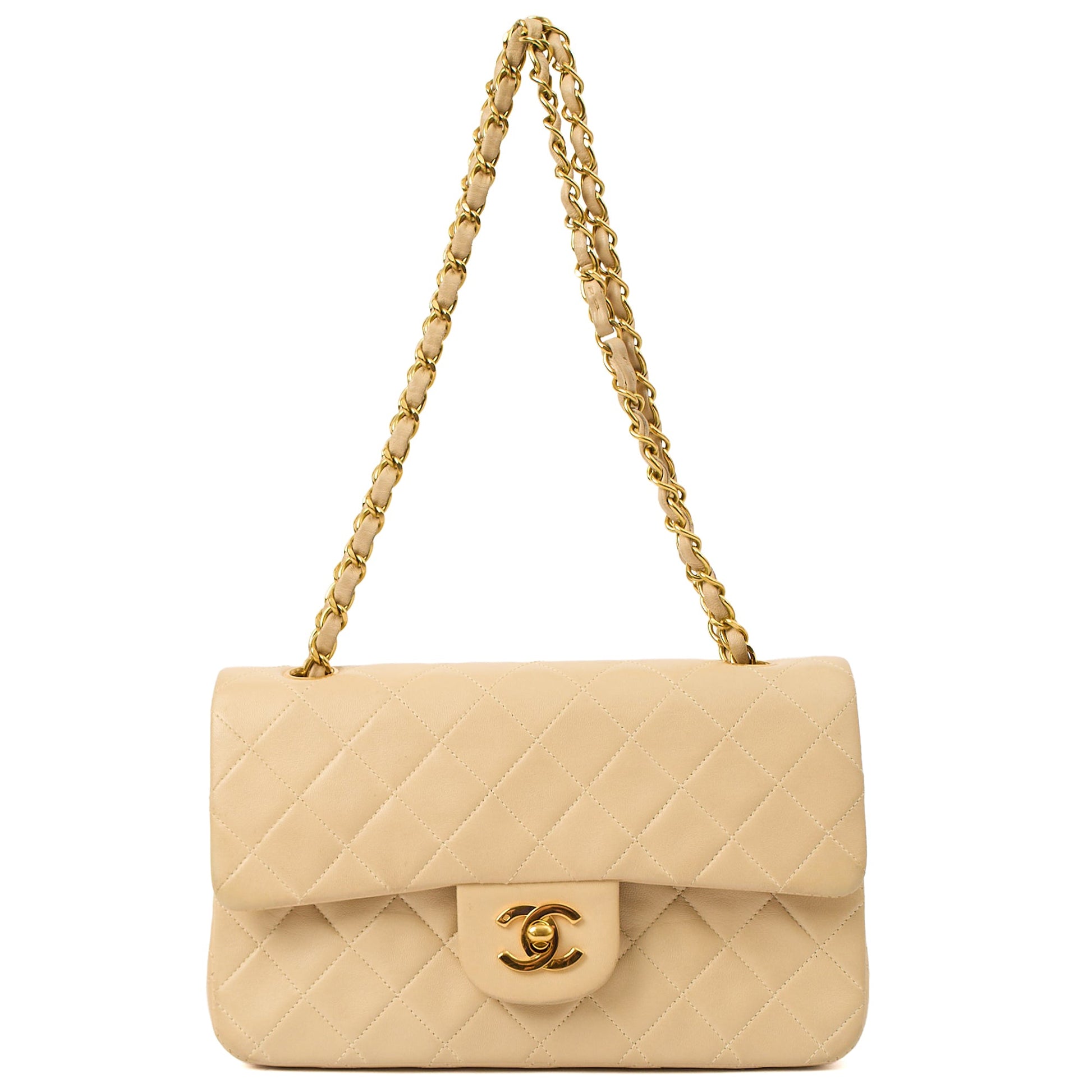 Chanel Shoulder Bag Classic Double Flap - Small in Neutral, Lambskin Leather — Alternate View 7