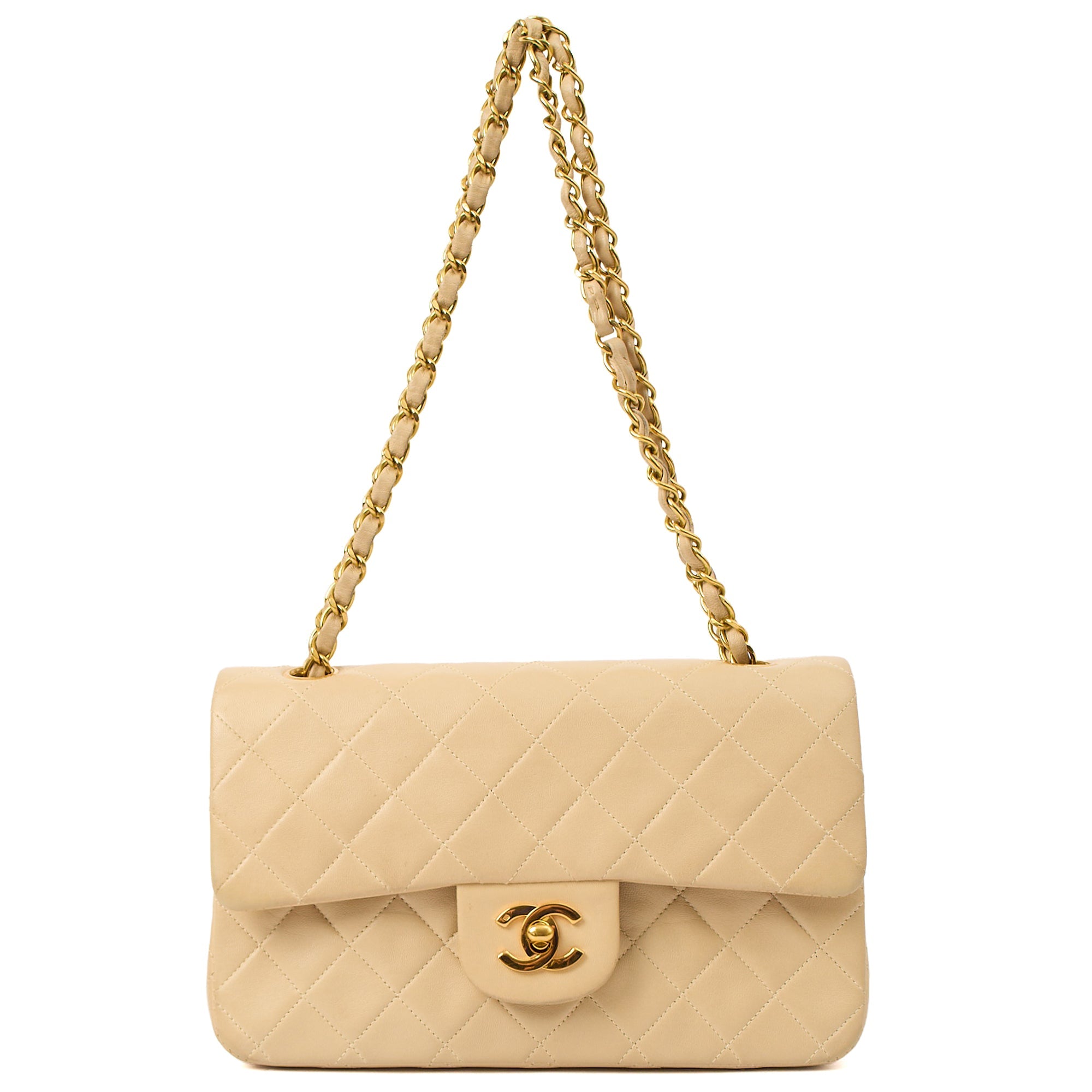 Chanel Shoulder Bag Classic Double Flap - Small in Neutral, Lambskin Leather — Alternate View 7