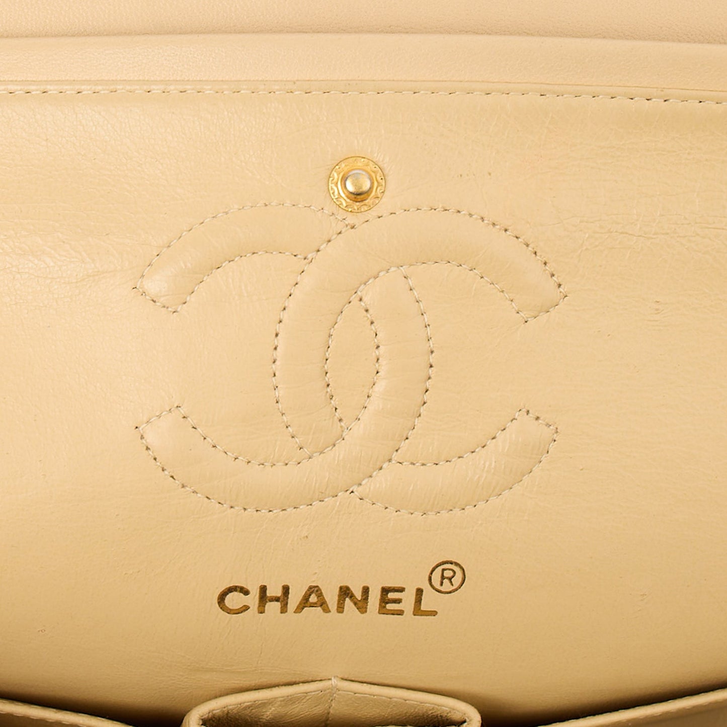 Chanel Shoulder Bag Classic Double Flap - Small in Neutral, Lambskin Leather — Alternate View 12