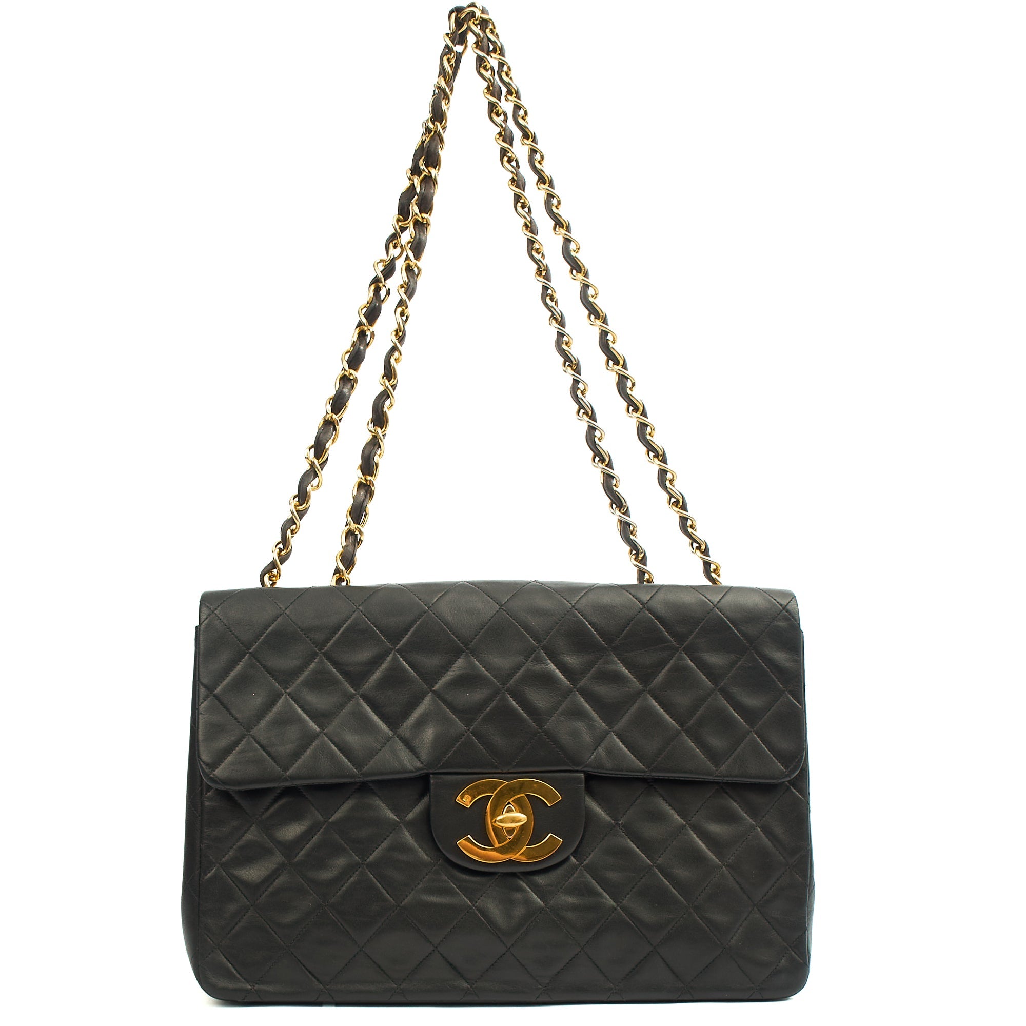 Chanel Shoulder Bag Maxi Jumbo XL in Black, Lambskin Leather — Alternate View 15