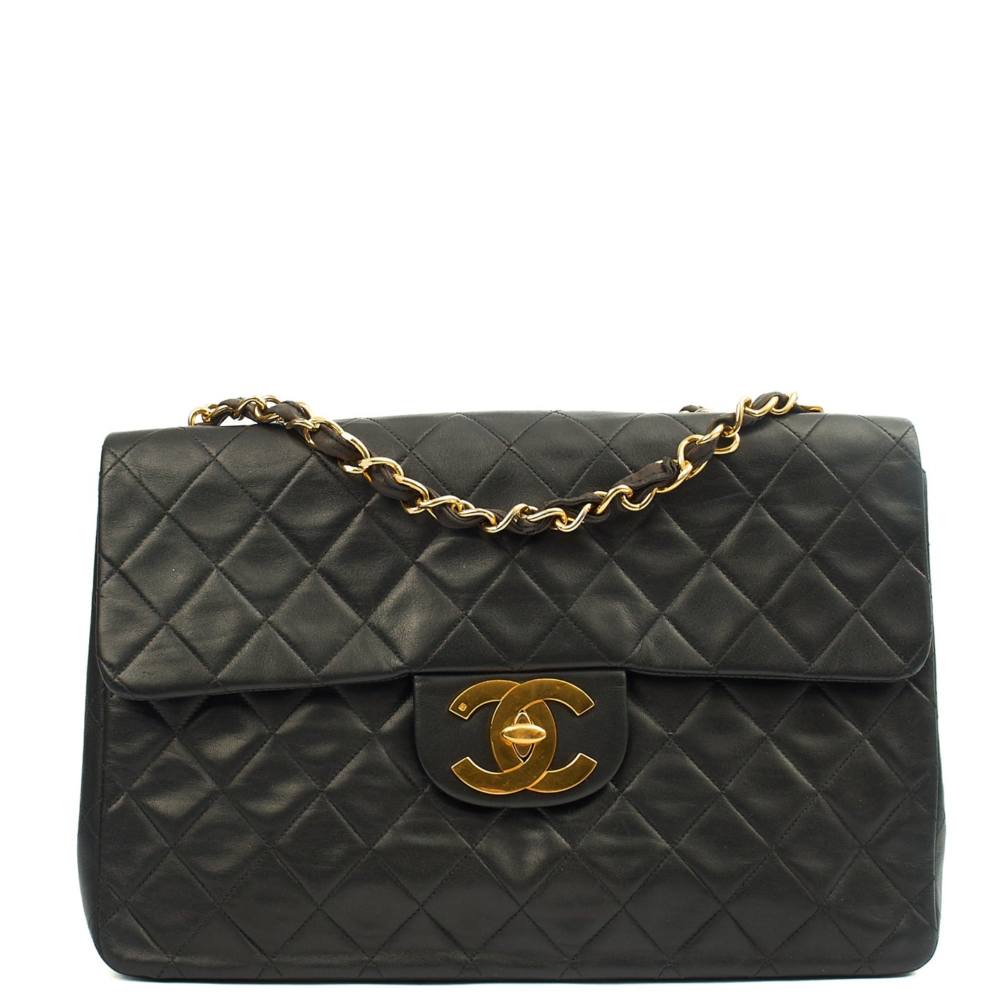 Chanel Shoulder Bag Maxi Jumbo XL in Black, Lambskin Leather — Alternate View 11
