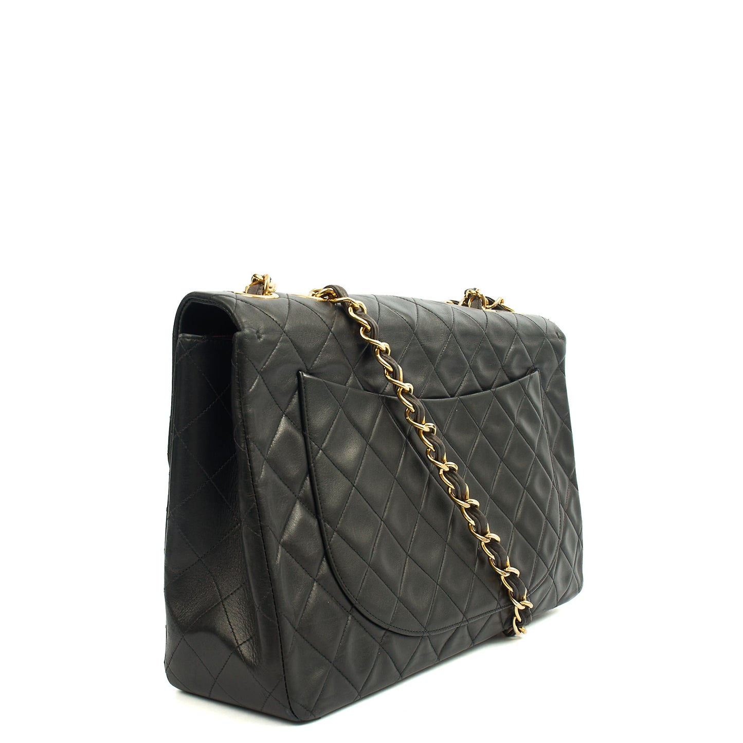 Chanel Shoulder Bag Maxi Jumbo XL in Black, Lambskin Leather — Alternate View 12