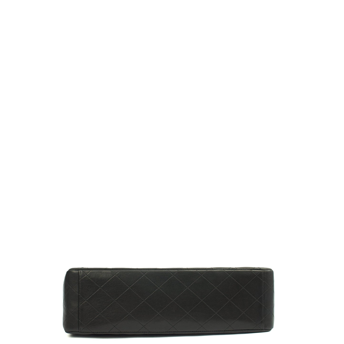Chanel Shoulder Bag Maxi Jumbo XL in Black, Lambskin Leather — Top View
