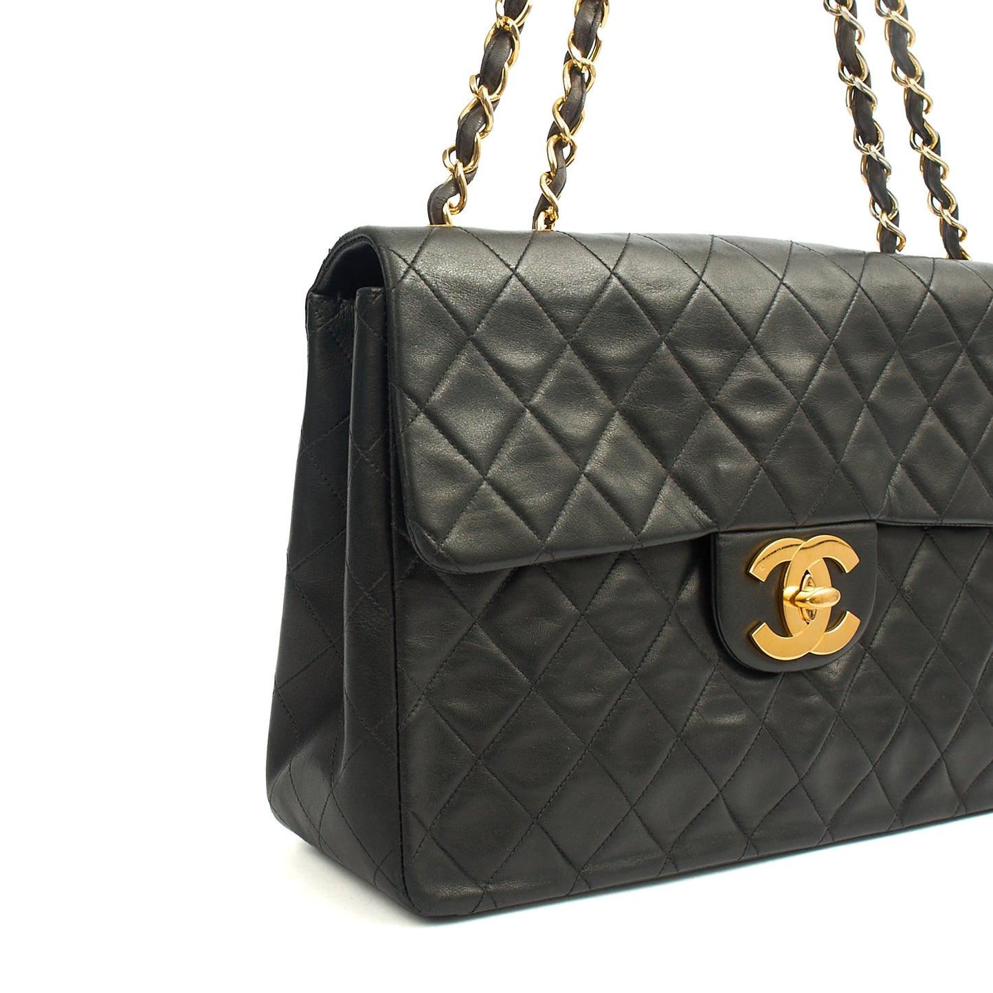 Chanel Shoulder Bag Maxi Jumbo XL in Black, Lambskin Leather — Alternate View 7