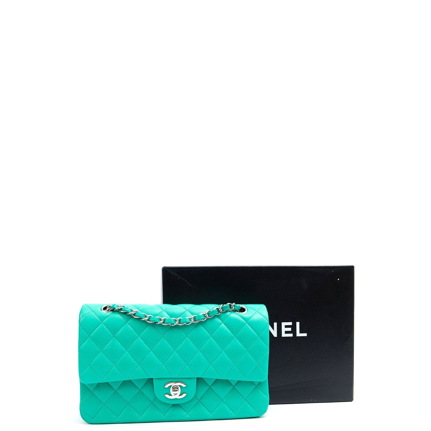 Chanel Shoulder Bag Classic Double Flap - Medium in Blue, Lambskin Leather — Alternate View 20