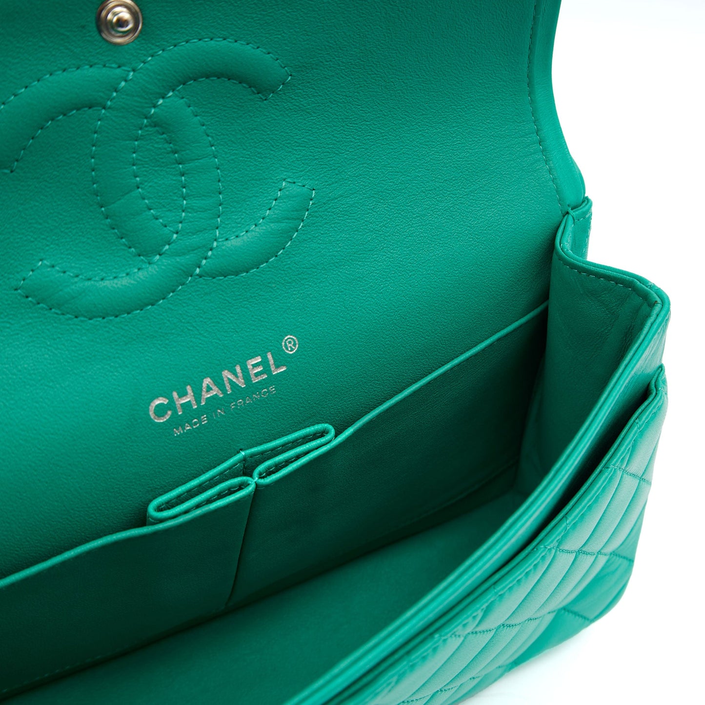 Chanel Shoulder Bag Classic Double Flap - Medium in Blue, Lambskin Leather — Alternate View 14