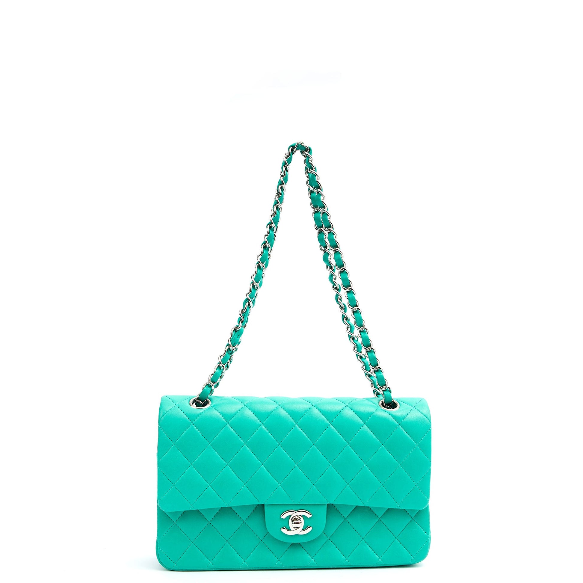 Chanel Shoulder Bag Classic Double Flap - Medium in Blue, Lambskin Leather — Alternate View 10