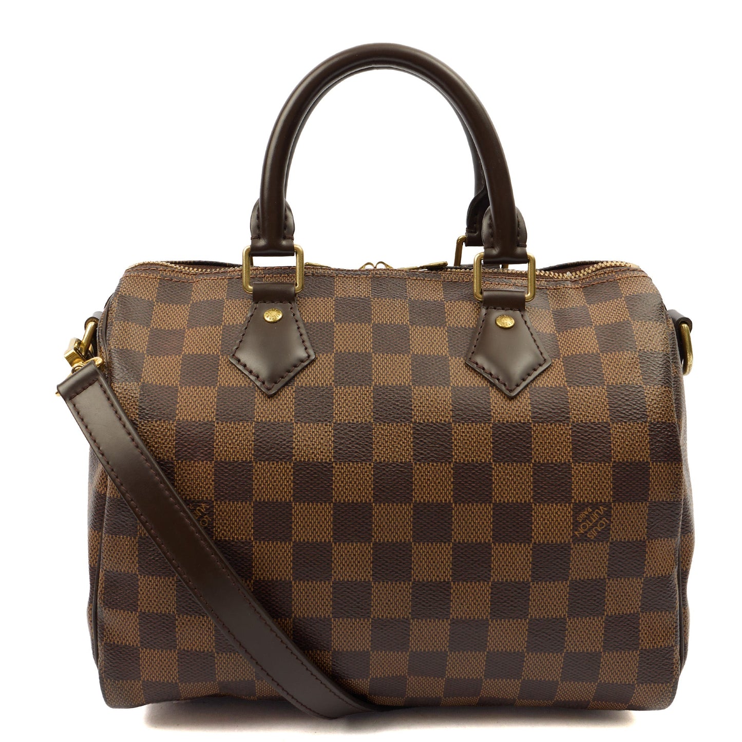 Louis Vuitton Cross Body Speedy Bandouliere 25 in Damier, Canvas — Back View