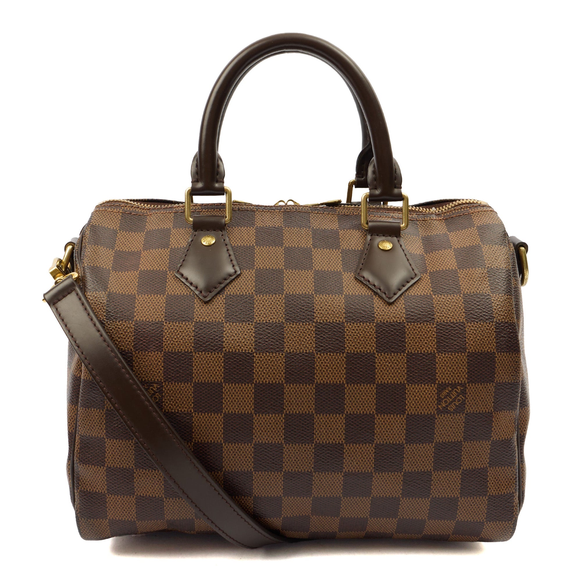 Louis Vuitton Cross Body Speedy Bandouliere 25 in Damier, Canvas — Back View