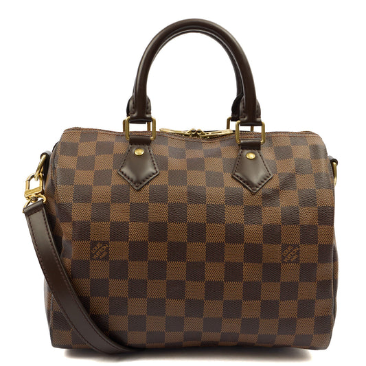 Louis Vuitton Cross Body Speedy Bandouliere 25 in Damier, Canvas — Front View