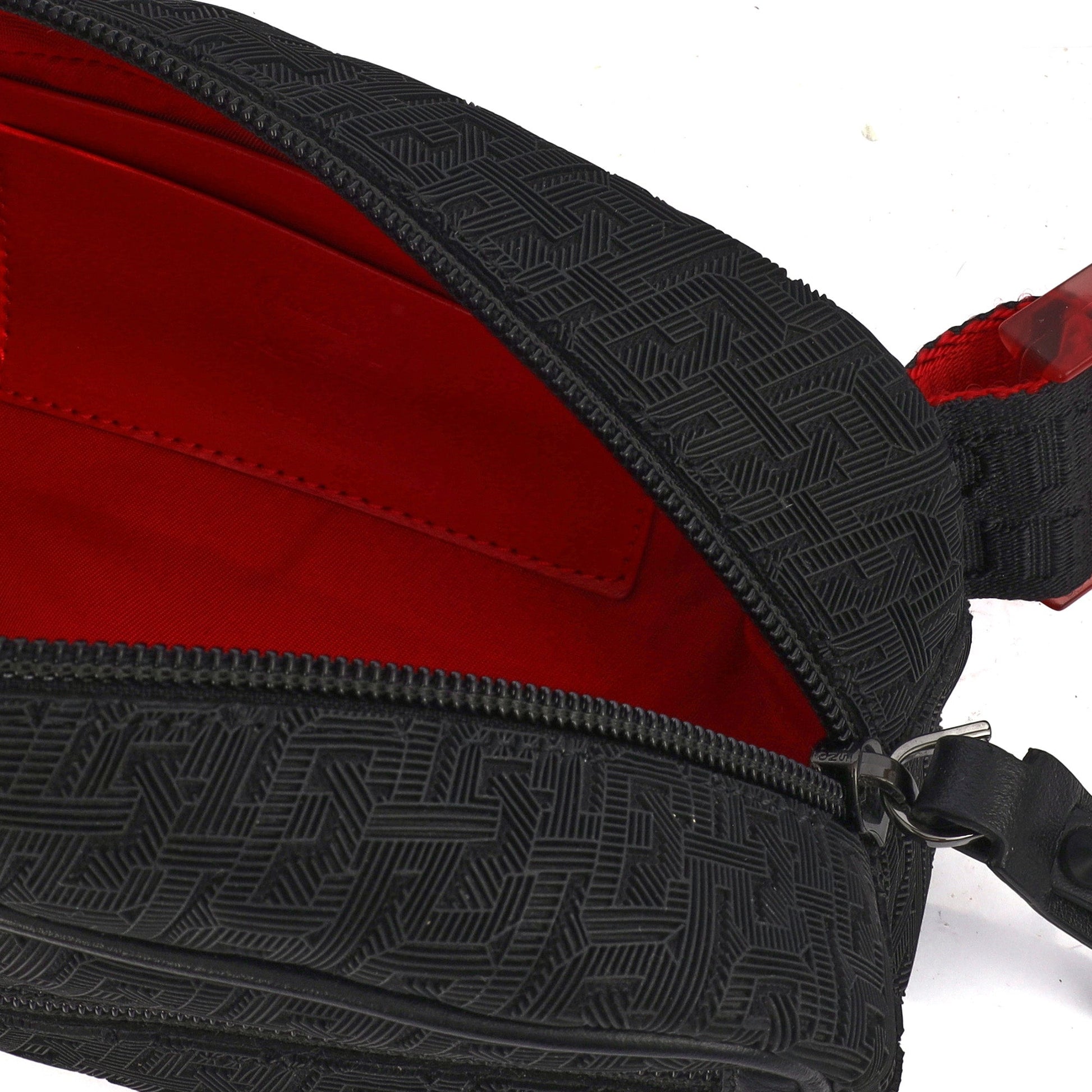 Christian Louboutin Cross Body Blaster Waist Bag in Black, Fabric — Front View