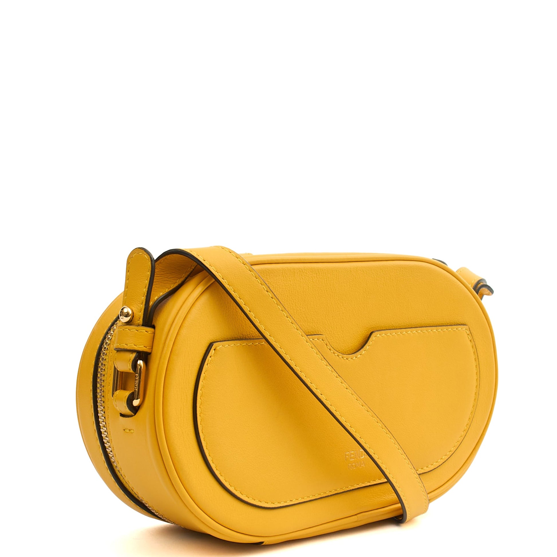 Fendi Cross Body O'clock Swing in Yellow, Leather — Back View