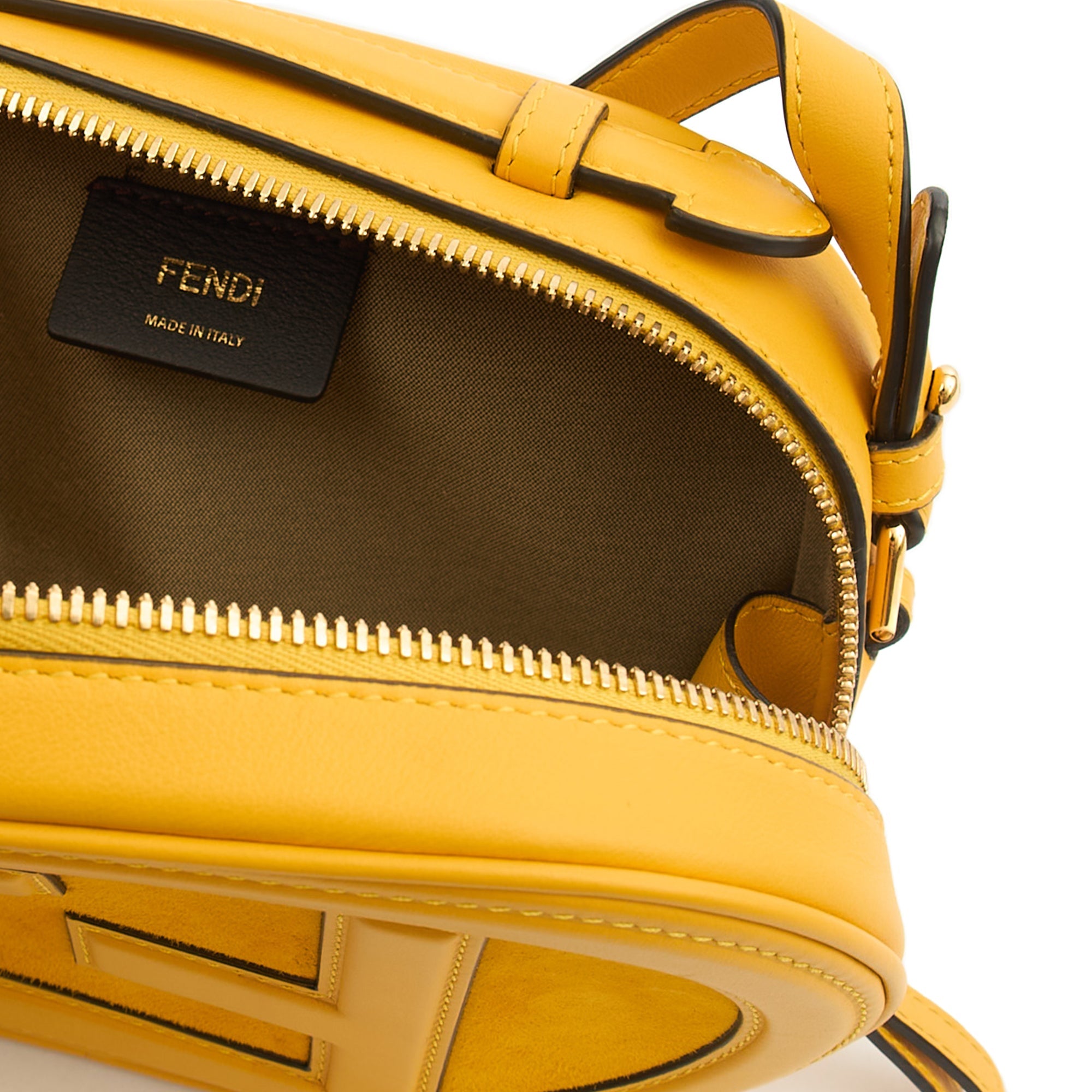 Fendi Cross Body O'clock Swing in Yellow, Leather — Detail View