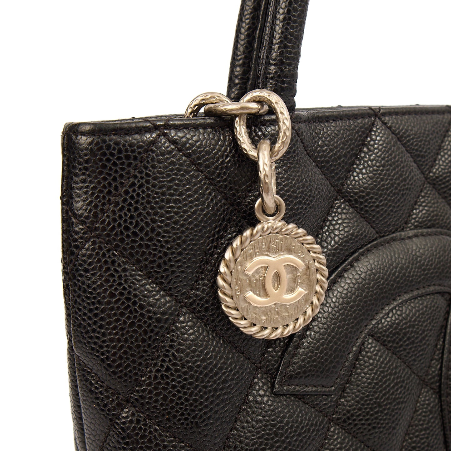Chanel Tote Medaillon Tote in Black, Caviar Leather — Alternate View 10