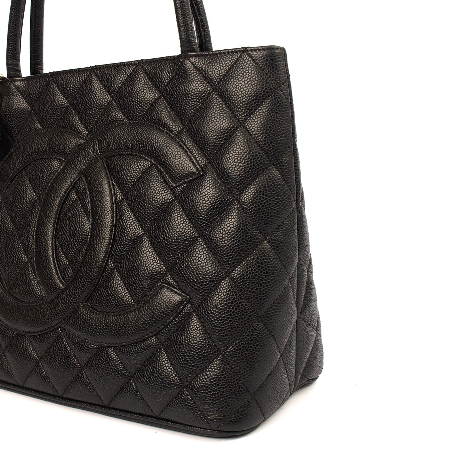 Chanel Tote Medaillon Tote in Black, Caviar Leather — Lifestyle View