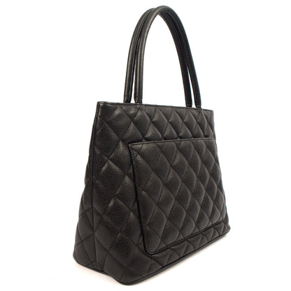 Chanel Tote Medaillon Tote in Black, Caviar Leather — Alternate View 13