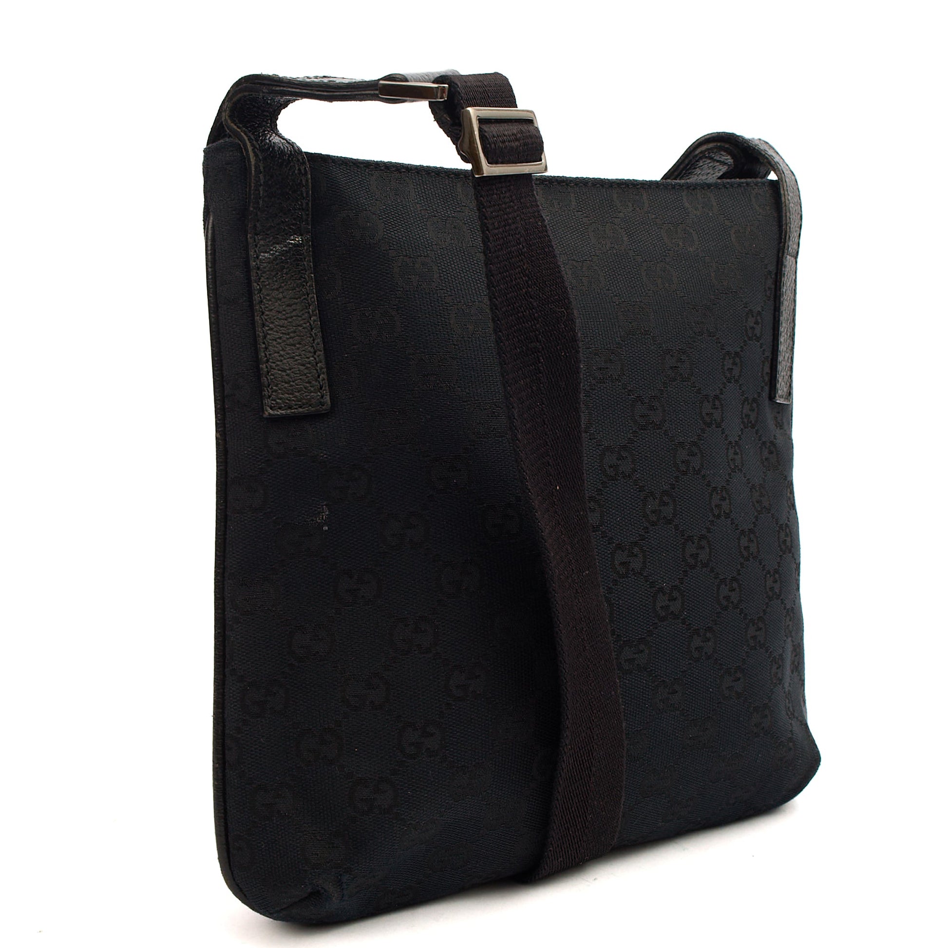 Gucci Cross Body Messenger in Black, Fabric — Back View