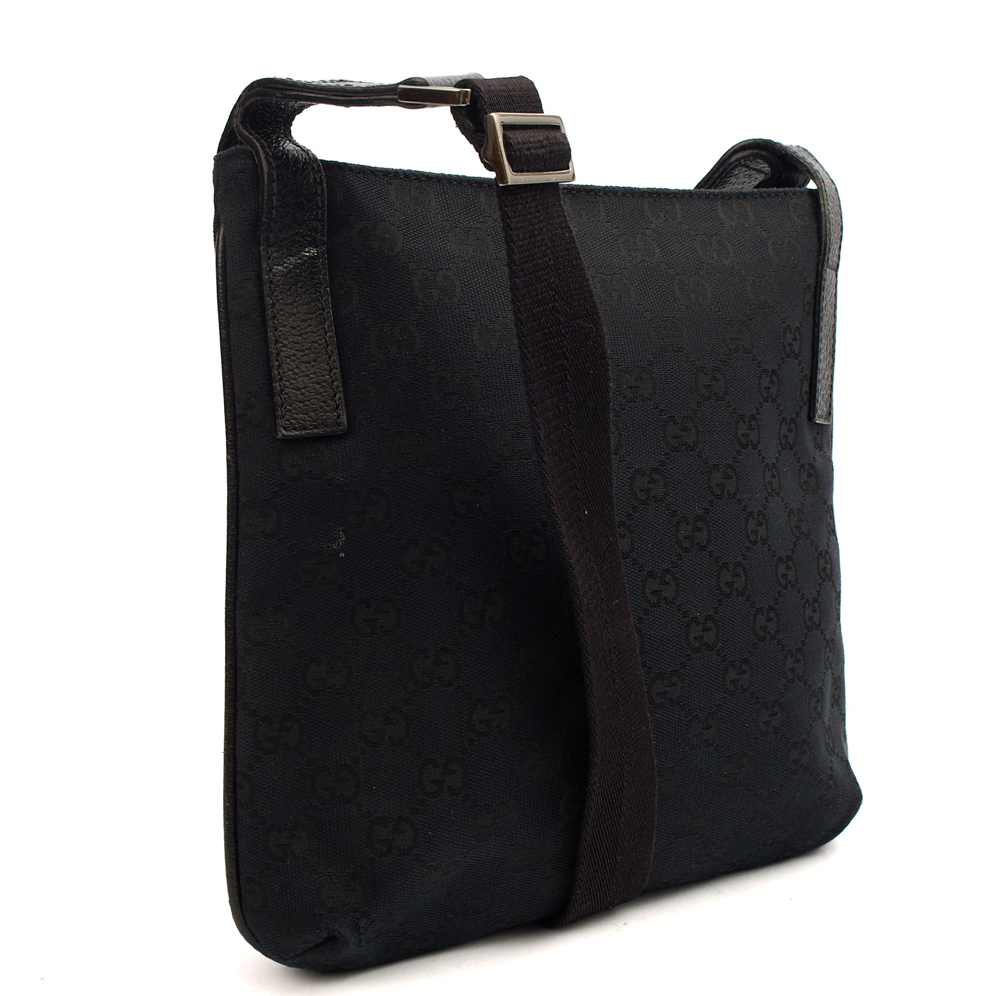 Gucci Cross Body Messenger in Black, Fabric — Back View