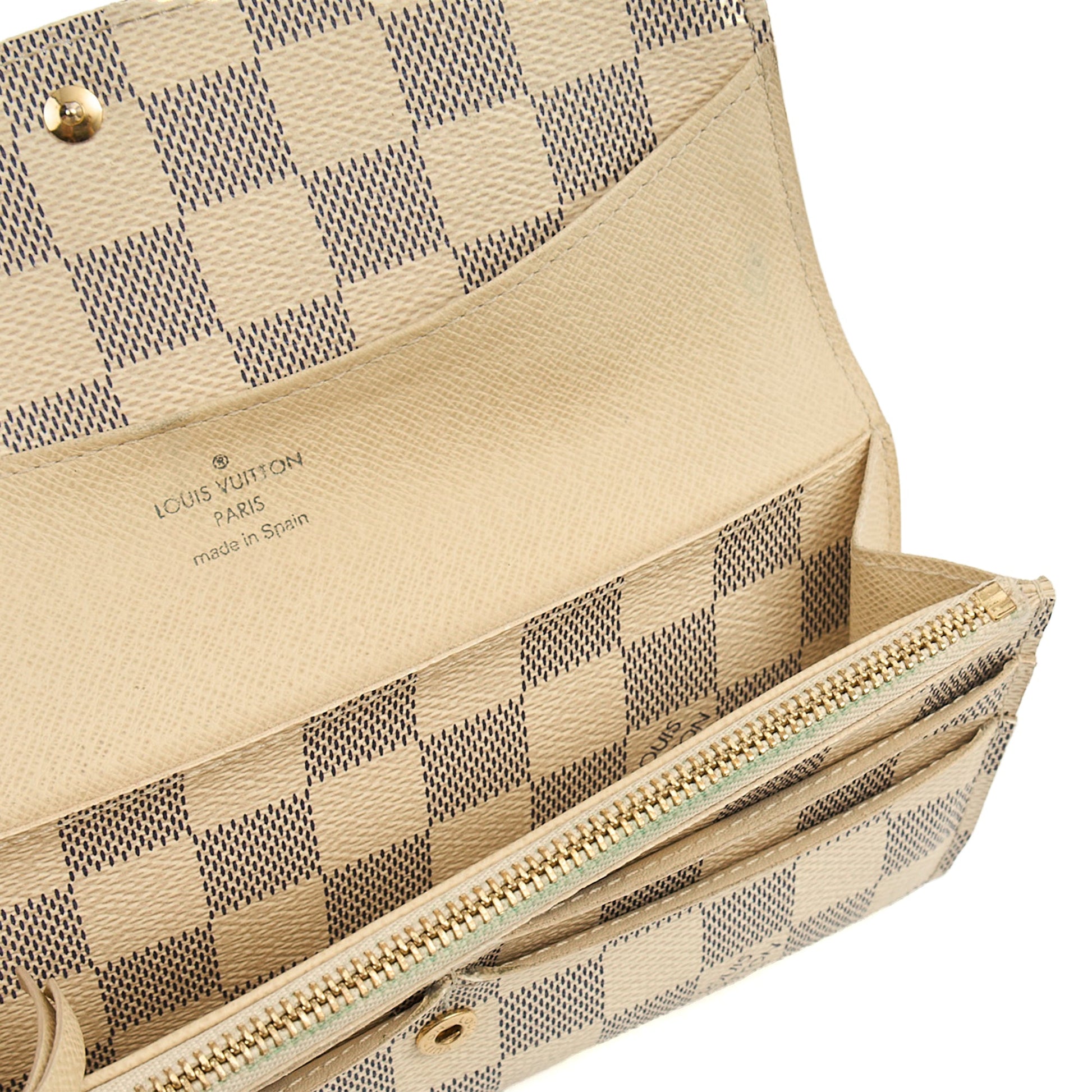 Louis Vuitton Purse Emilie Wallet in Damier Azur, Canvas — Detail View