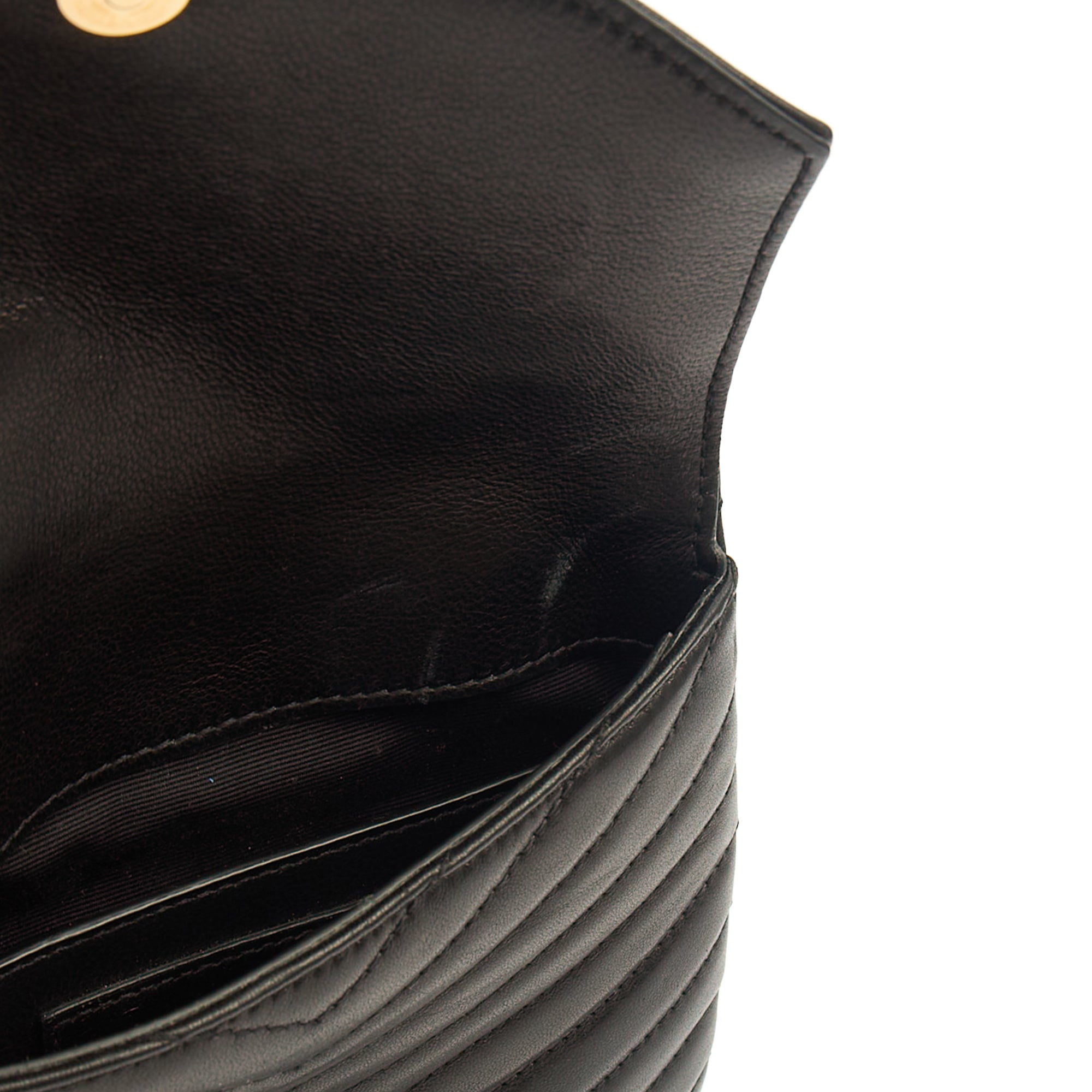 Saint Laurent Cross Body Crossbody in Black, Calfskin Leather — Detail View