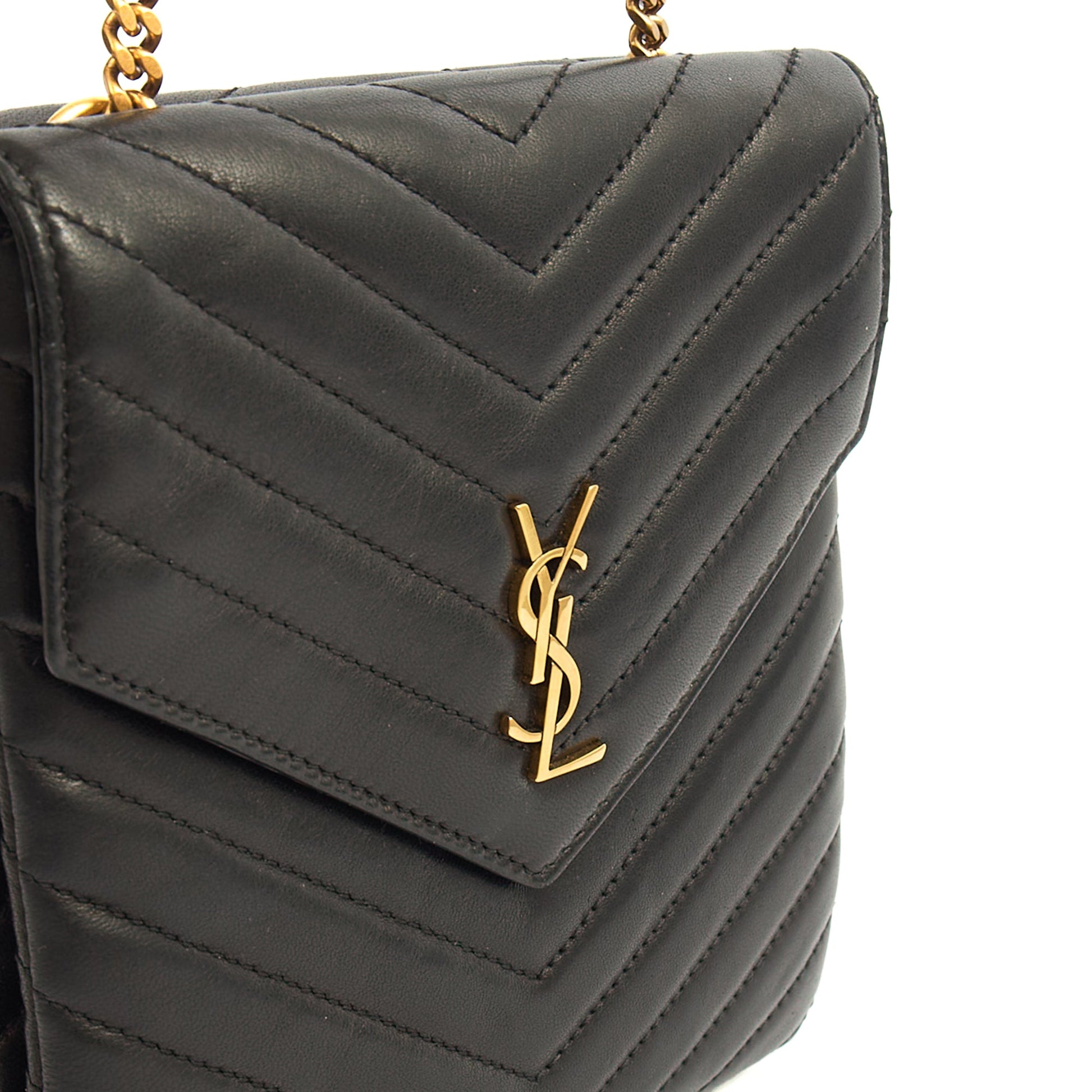 Saint Laurent Cross Body Crossbody in Black, Calfskin Leather — Lifestyle View