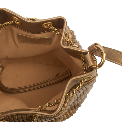 Chanel Bucket Bag Paris Cosmopolite Drawstring Bucket Bag in Metallic, Calfskin Leather — Alternate View 8