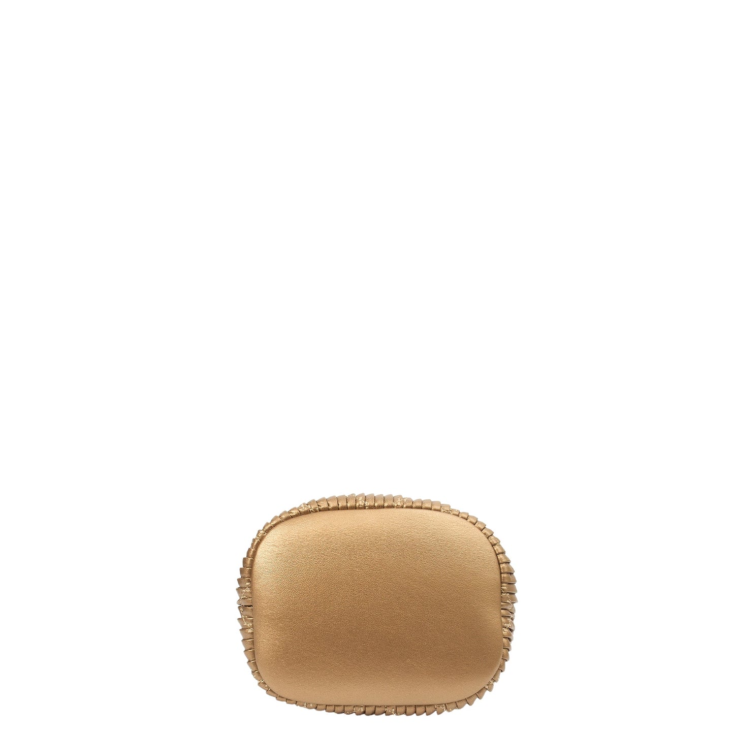 Chanel Bucket Bag Paris Cosmopolite Drawstring Bucket Bag in Metallic, Calfskin Leather — Top View