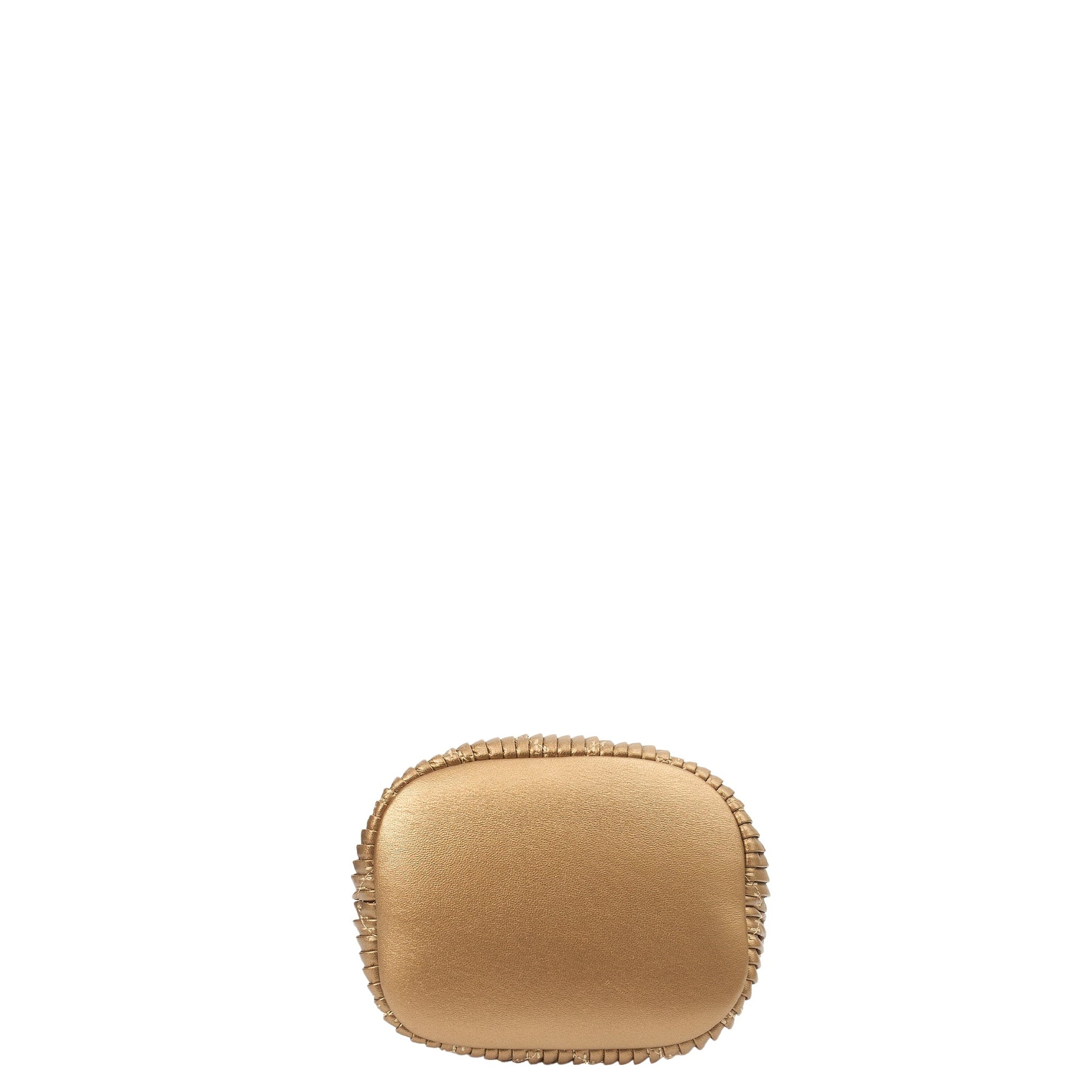 Chanel Bucket Bag Paris Cosmopolite Drawstring Bucket Bag in Metallic, Calfskin Leather — Top View