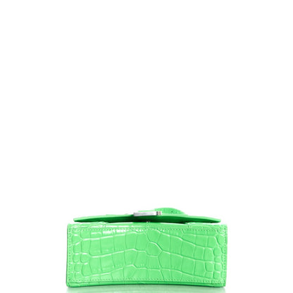 Balenciaga Top Handle Hourglass XS in Tempete, Exotic Effect Leather — Detail View