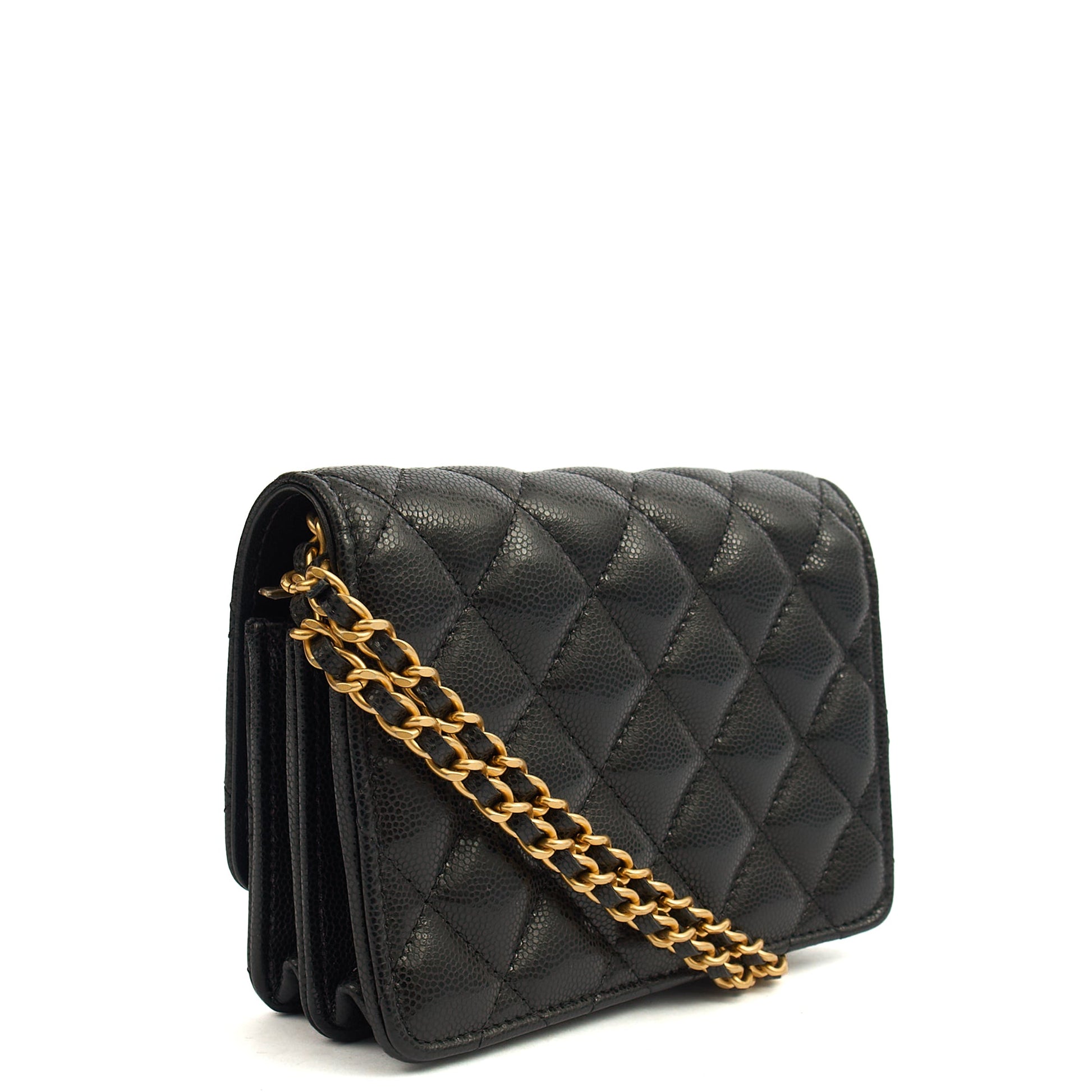 Chanel Cross Body Wallet on Chain in Black, Caviar Leather — Alternate View 14