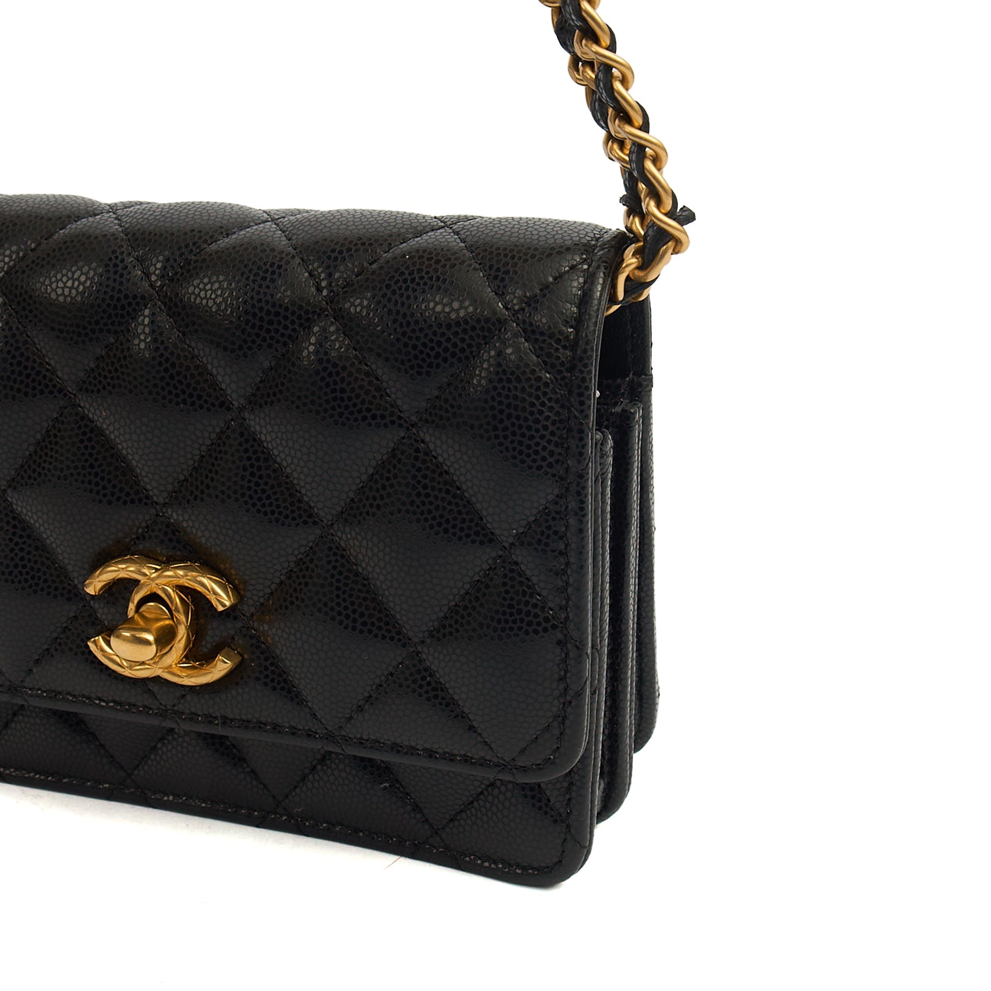 Chanel Cross Body Wallet on Chain in Black, Caviar Leather — Alternate View 16