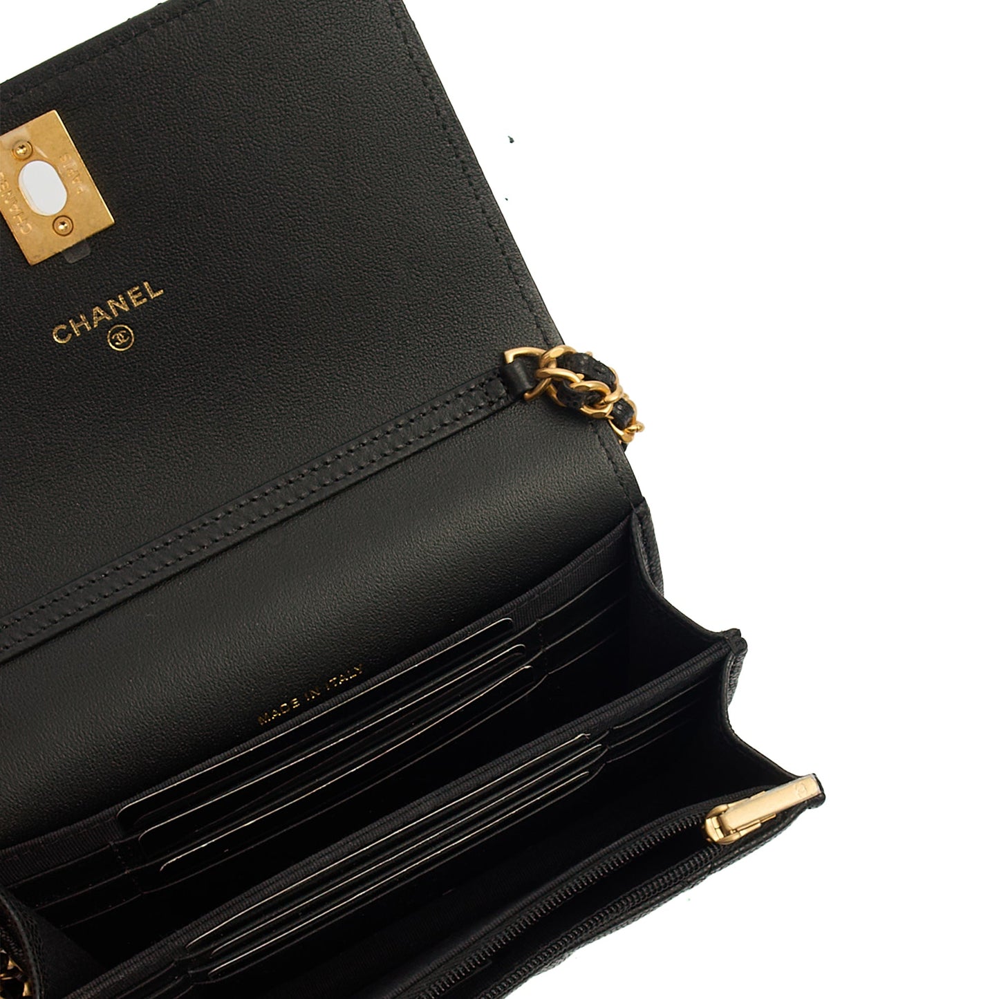 Chanel Cross Body Wallet on Chain in Black, Caviar Leather — Alternate View 9