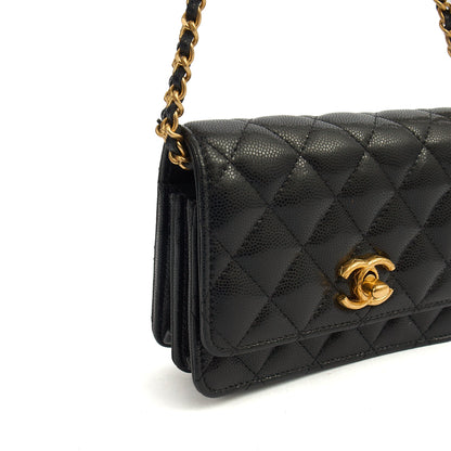 Chanel Cross Body Wallet on Chain in Black, Caviar Leather — Alternate View 8