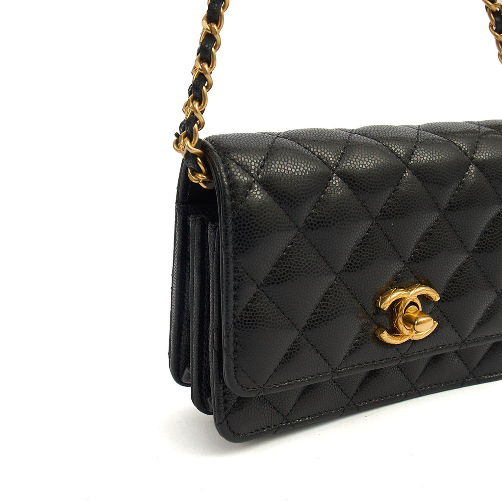 Chanel Cross Body Wallet on Chain in Black, Caviar Leather — Alternate View 19