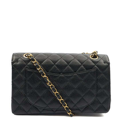 Chanel Cross Body Classic Double Flap - Medium in Black, Caviar Leather — Back View
