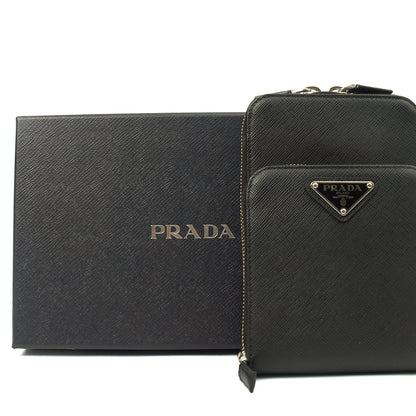Prada Cross Body Crossbody in Black, Saffiano Leather — Detail View