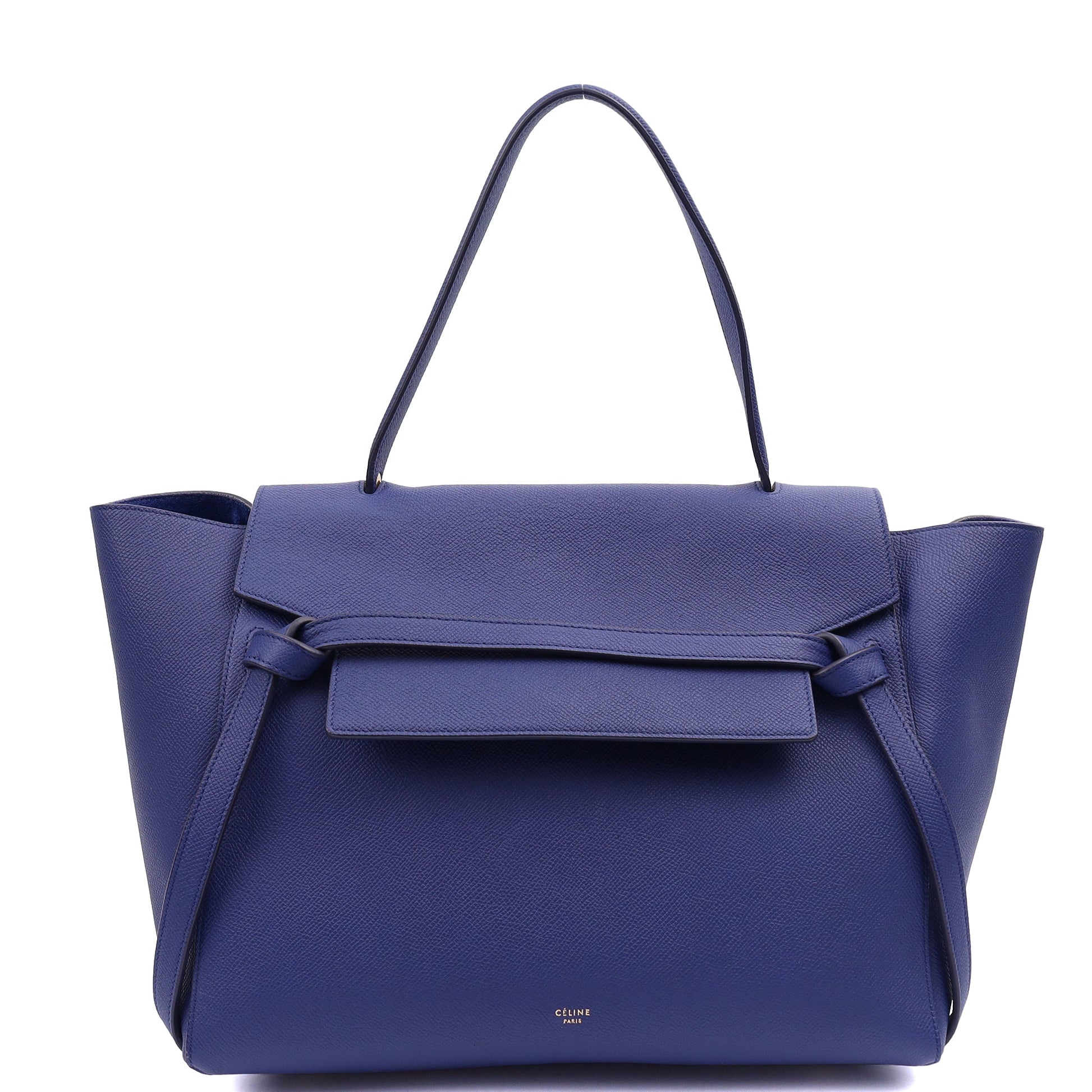 Celine Tote Belt Bag Small in Blue, Box Calfskin — Front View
