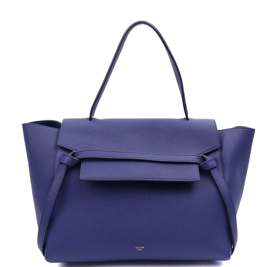 Celine Tote Belt Bag Small in Blue, Box Calfskin — Front View