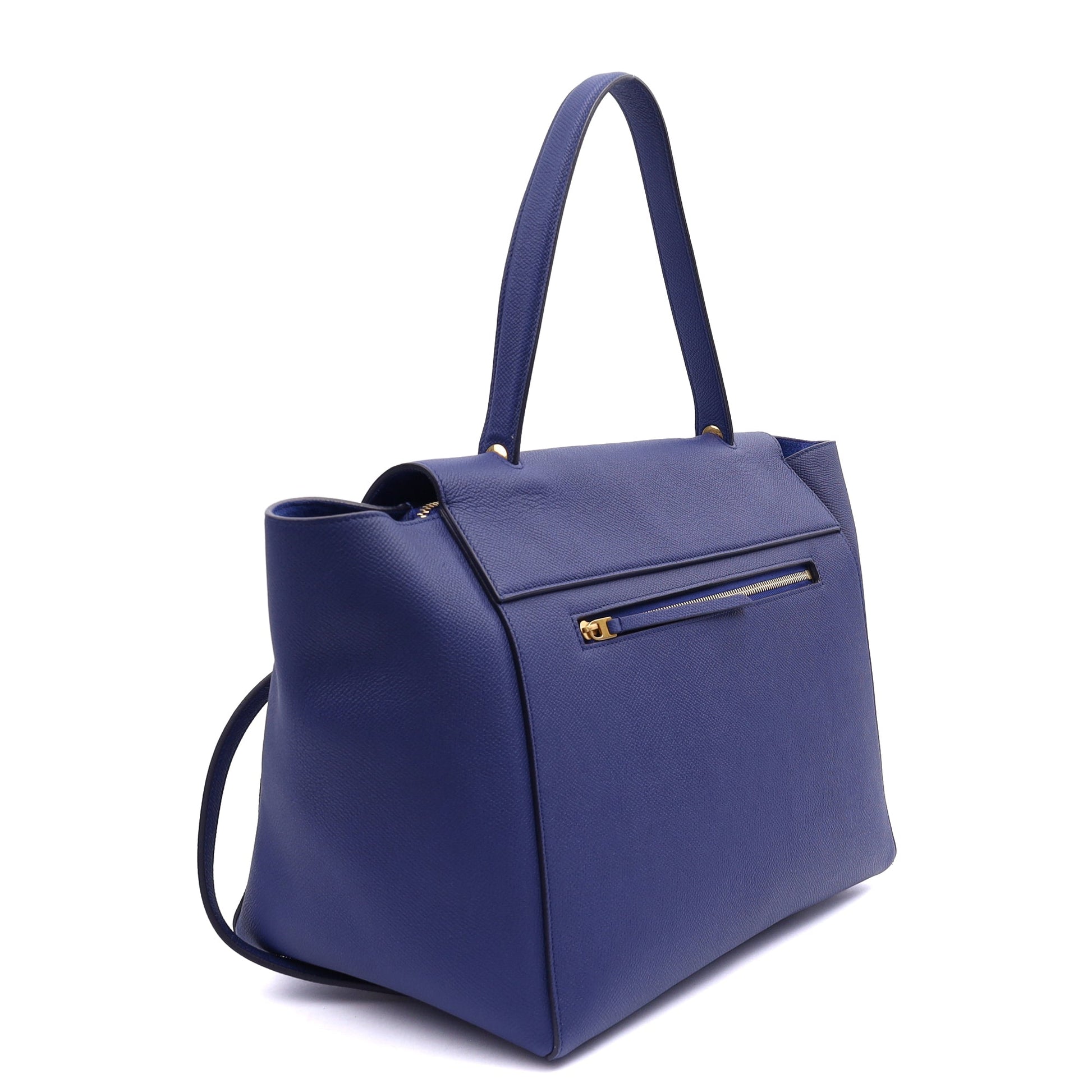 Celine Tote Belt Bag Small in Blue, Box Calfskin — Side View