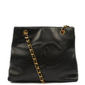 Chanel Tote Vintage Tote in Black, Lambskin Leather — Front View