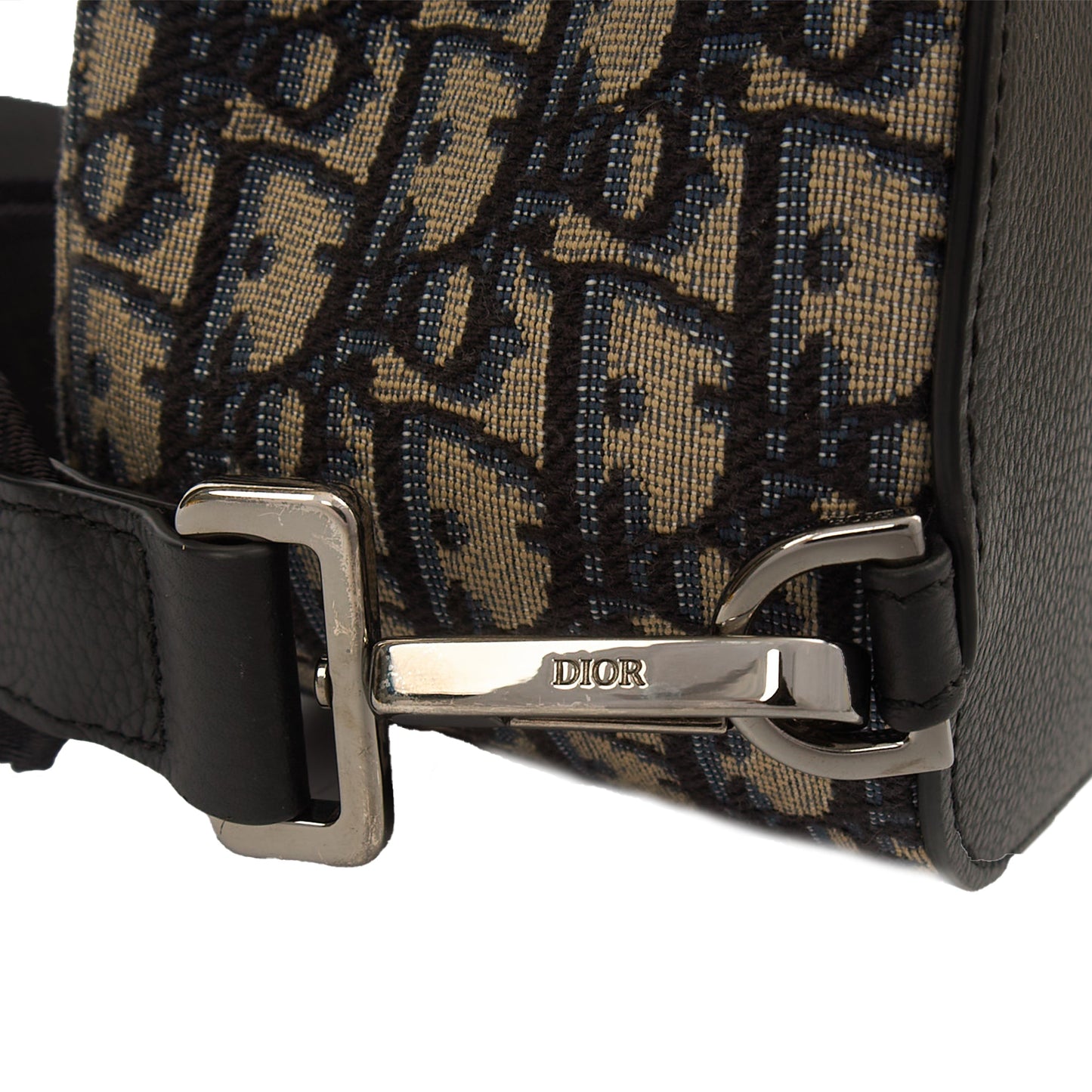 Christian Dior Backpack Gallop - Mini in Blue, Dior Oblique Embroidery — Detail View