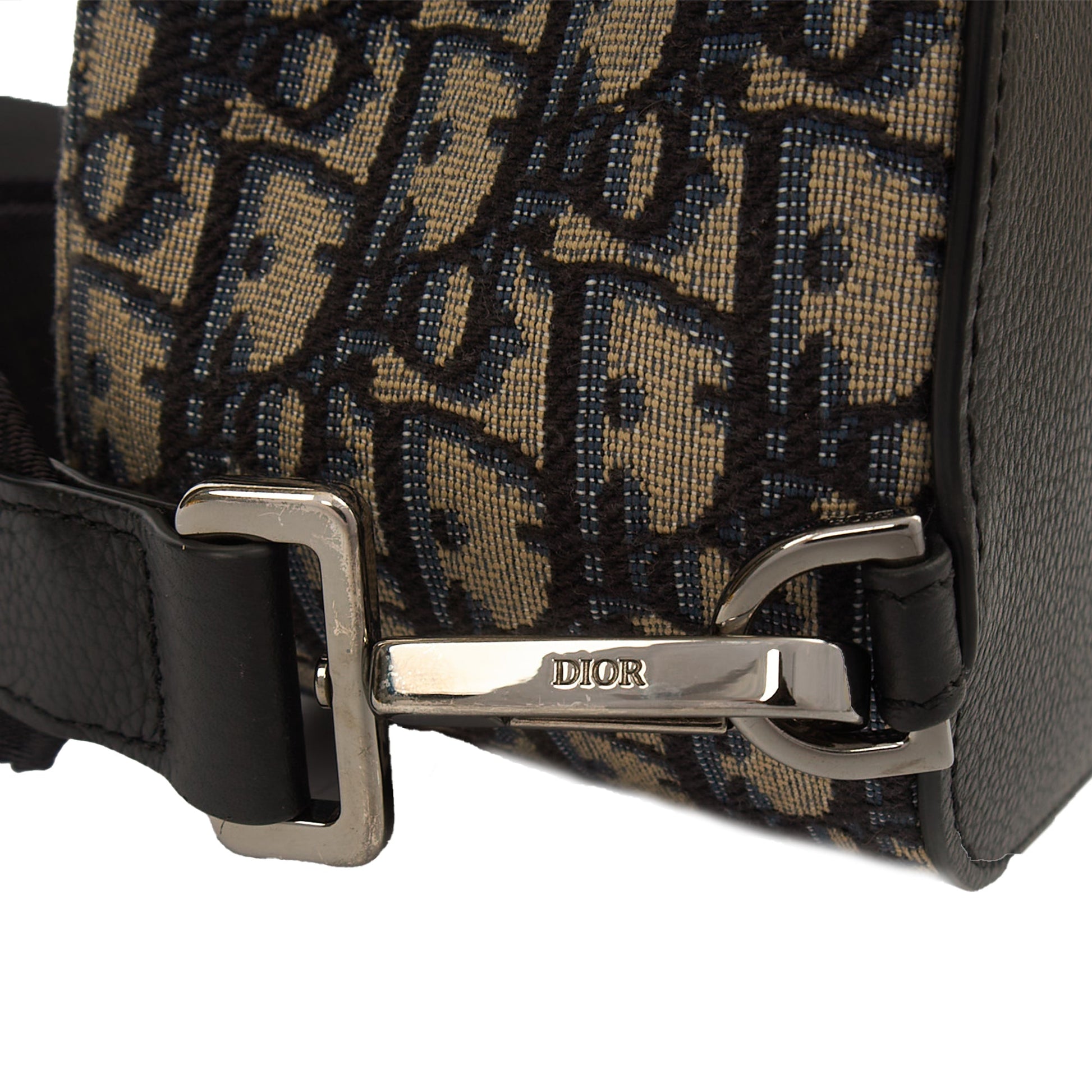 Christian Dior Backpack Gallop - Mini in Blue, Dior Oblique Embroidery — Detail View