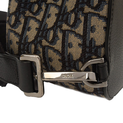 Christian Dior Backpack Gallop - Mini in Blue, Dior Oblique Embroidery — Detail View