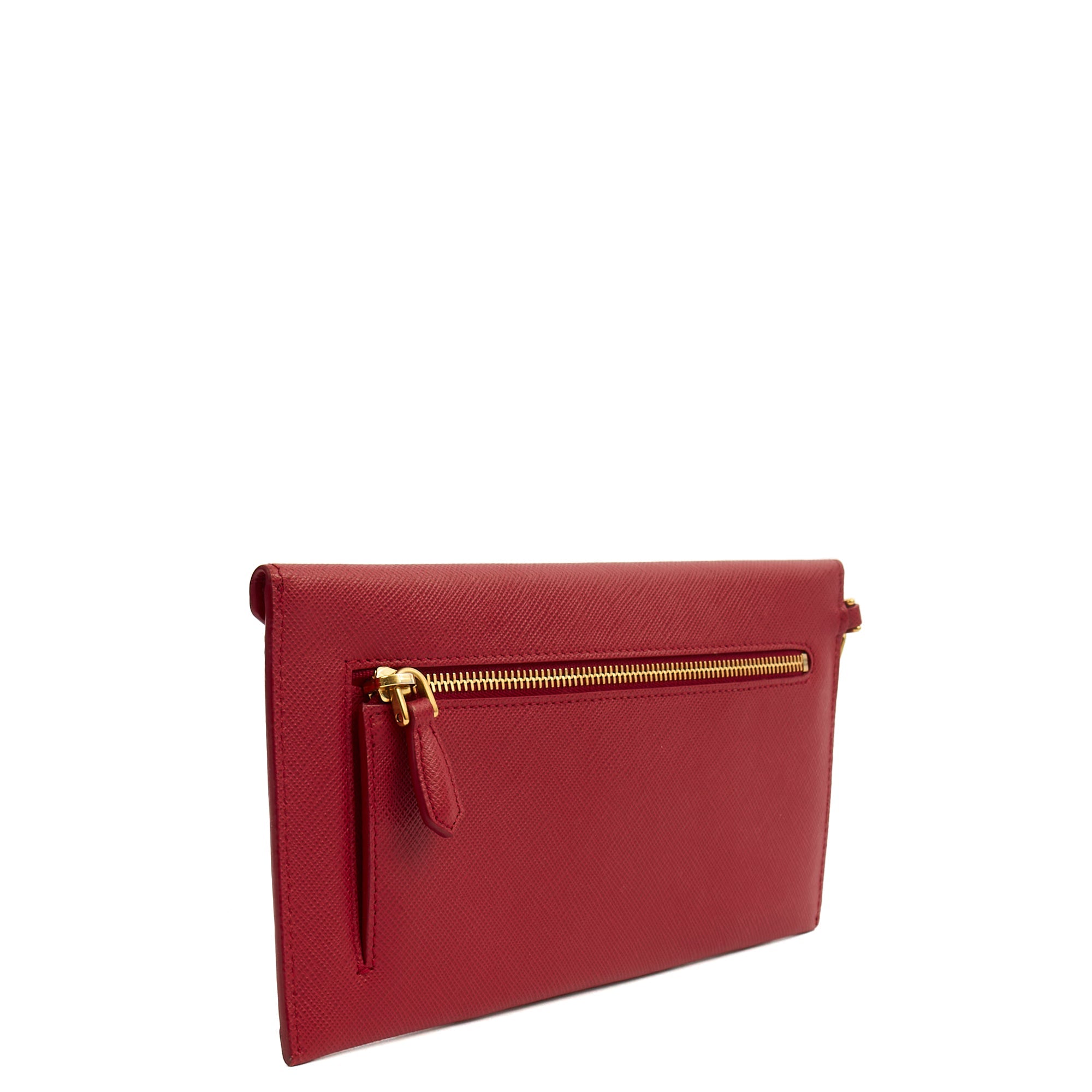 Prada Clutch Envelope Clutch in Red, Leather — Side View