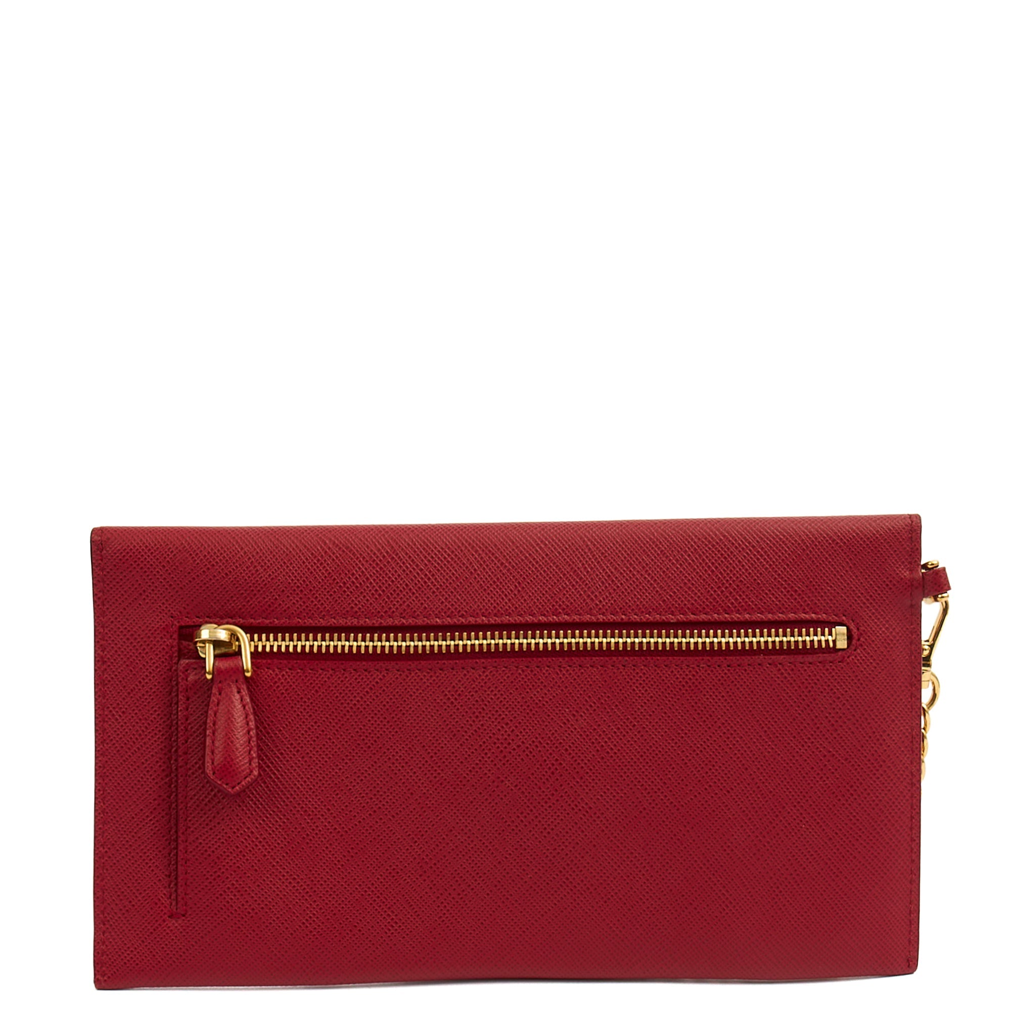 Prada Clutch Envelope Clutch in Red, Leather — Back View