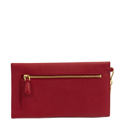 Prada Clutch Envelope Clutch in Red, Leather — Back View