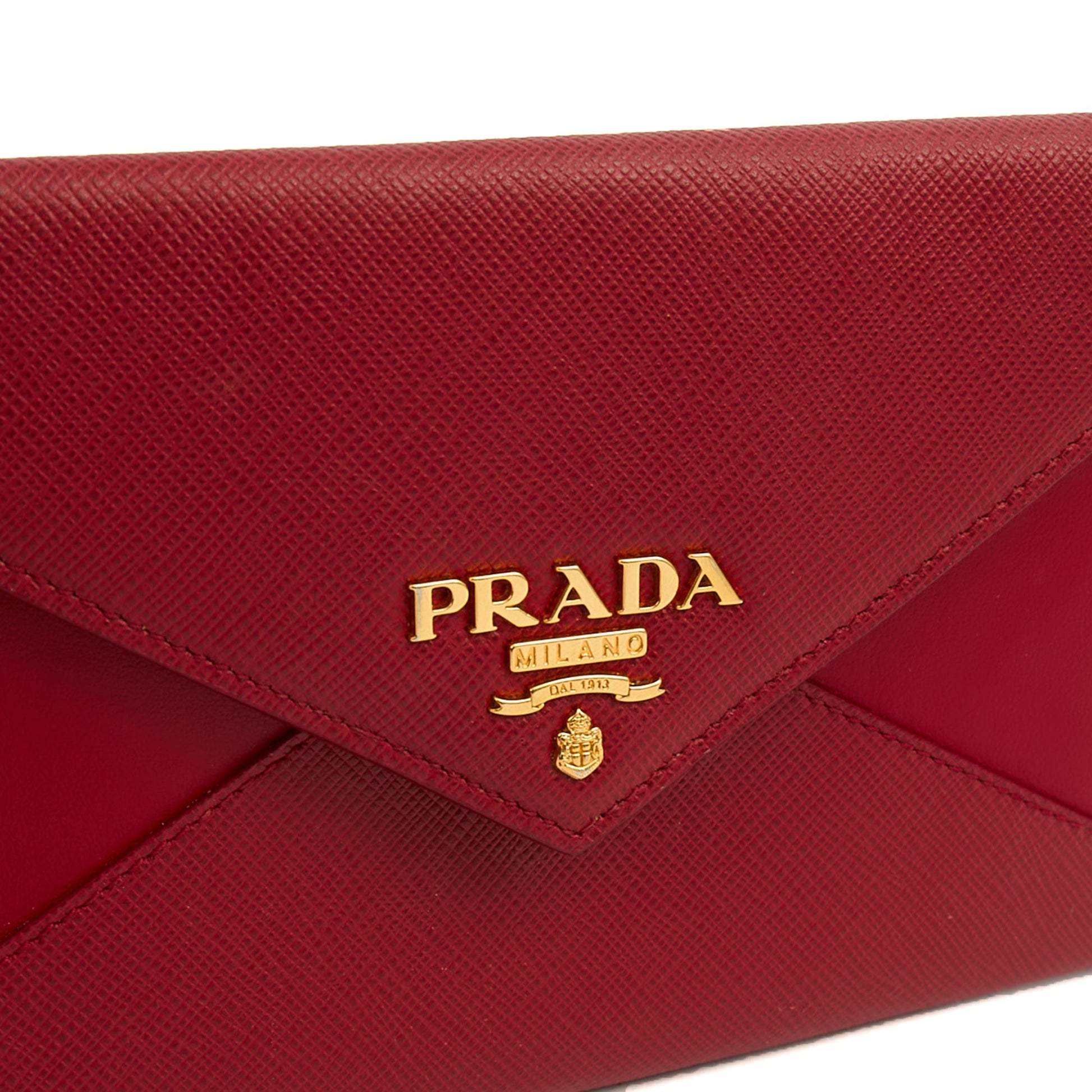 Prada Clutch Envelope Clutch in Red, Leather — Lifestyle View